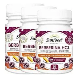 Kit 3 X Berberina + Óleo Tcm 60 Cápsulas Sunfood Sabor Neutro