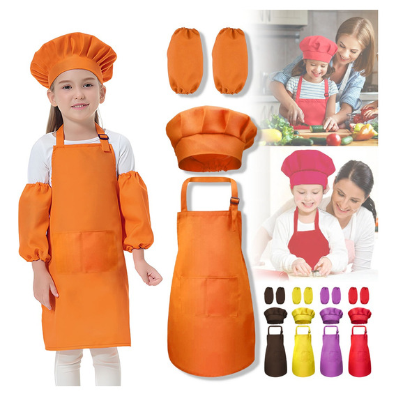 Set Delantal De Cosplay + Gorro De Chef Para Cocinar + Manga