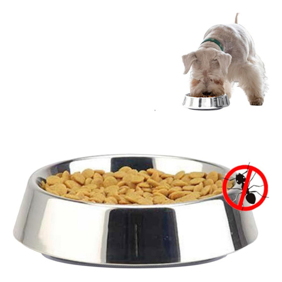 Comedero Elevado Para Perro Plato Acero Anti Hormigas 16 Oz Color Plateado