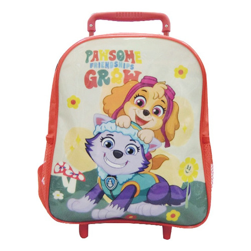 Mochila Con Carro Paw Patrol 30 Cm Color Coral