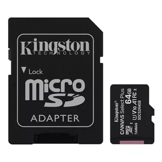 Cartão De Memória Microsd 64gb + Adaptador Canvas Kingston