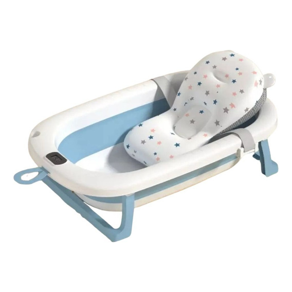 Bañera Baño Bebes Plegable Baby Splash Sensor Temperatura Color Azul claro Liso