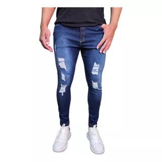Calça Masculina Jeans Rasgada Premium Skinny Slin Promoção