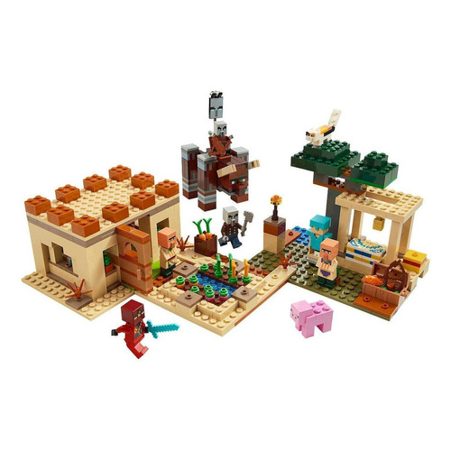 Bloques para armar Lego Minecraft The Illager raid 562 piezas  en  caja