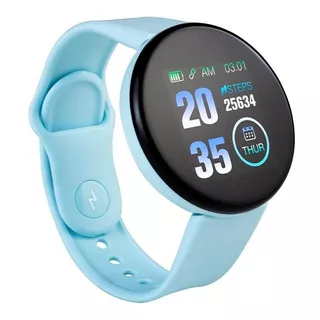 Reloj Smartwatch Bt Fitness Noga Ng-sw09 Color De La Caja Negro Color De La Malla Celeste