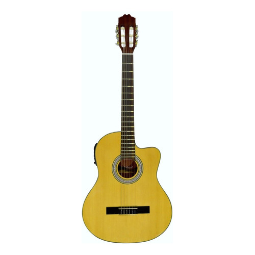 La Sevillana Un-3ceq Guitarra Electroacústica Nylon Resaque Color Natural Orientación de la mano Diestro