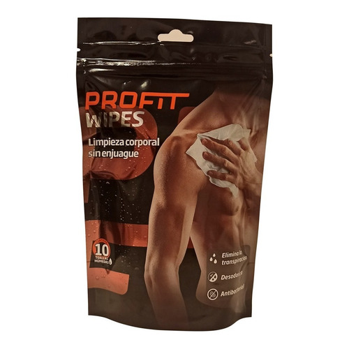 Toallas Húmedas Transpiración Deportes Entrenamiento Gym Antibacterial Profit Wipes Pack x 10 unidades