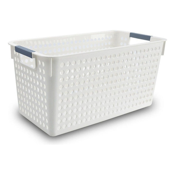 Caja Cesto Canasto Organizador Angosto Mediano Baño Cocina Color Blanco