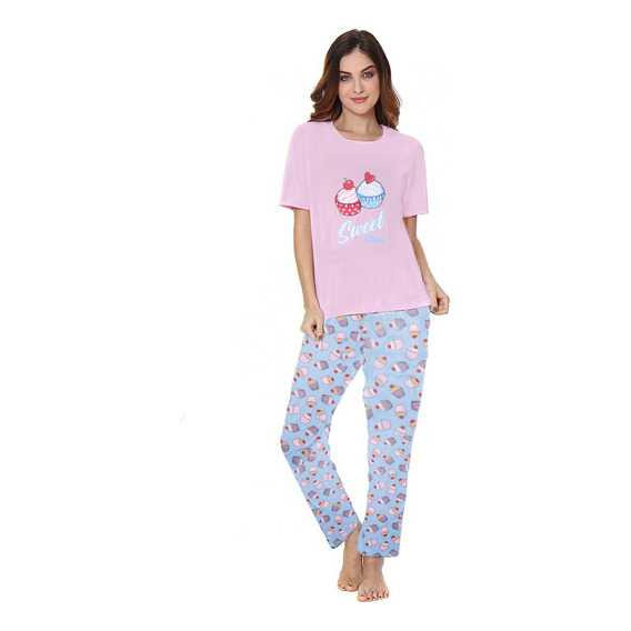 Pijama Dama Pantalón Y Blusa Manga Corta Conejo Dormilon