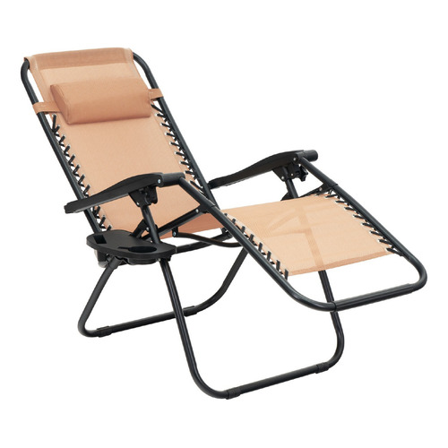 Camastro plegable silla playa jardin gravedad 0 Reclinable color beige