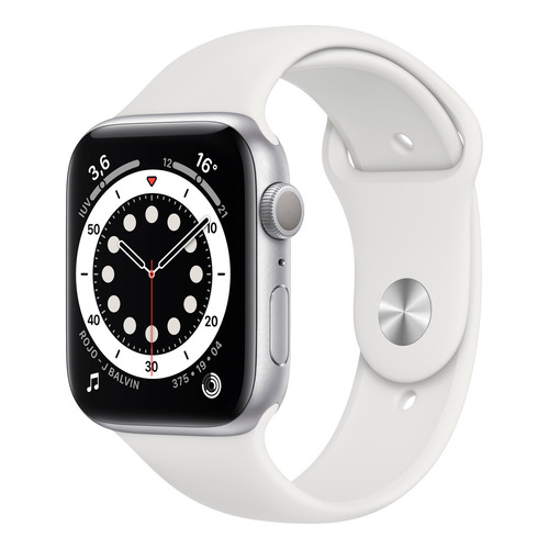 Apple Watch  Series 6 (GPS) - Caja de aluminio plata de 44 mm - Correa deportiva blanco