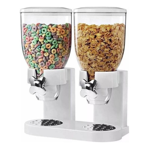 Dispensador 3,4 L Doble Cereal Granos Dulces Frutos Secos Color Blanco