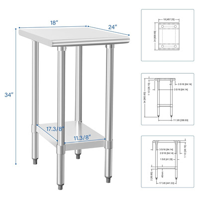 Hardura Mesa De Acero Inoxidable De 24 X 18 Pulgadas Con Est