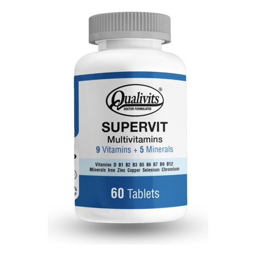 Supervit X 60 Tabs Qualivits® | 9 Vitaminas + 5 Minerales Sabor Sin Sabor