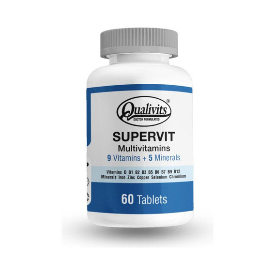 Supervit X 60 Tabs Qualivits® | 9 Vitaminas + 5 Minerales Sabor Sin Sabor