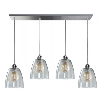 Colgante 4 Luces Vidrio Transparente Deco Vintage Apto Led