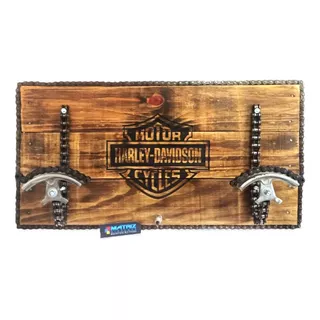 Placa Decorativa Madeira Porta Capacetes Harley