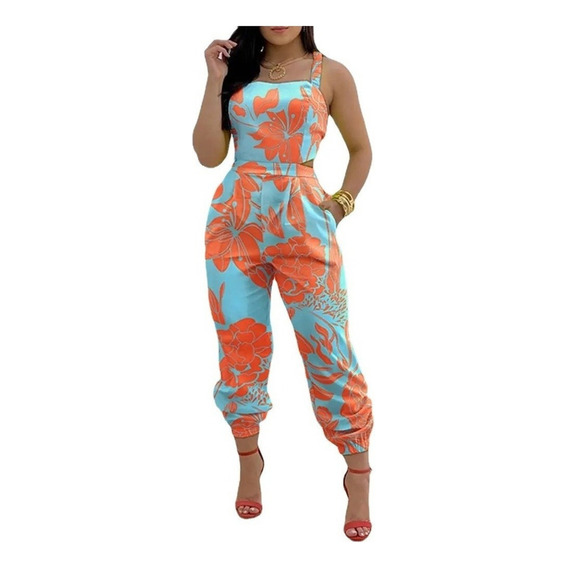 Women's Sexy Backless Printed Jumpsuit . .