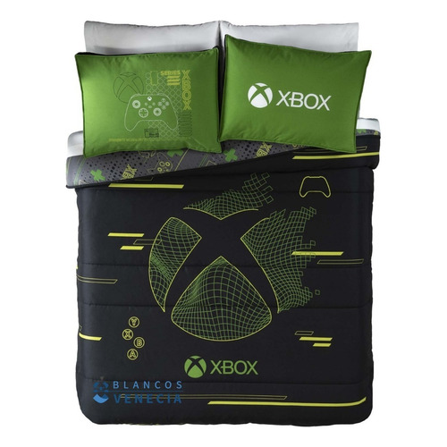 Edredón Gamer Xbox Matrimonial Vianney Color Negro