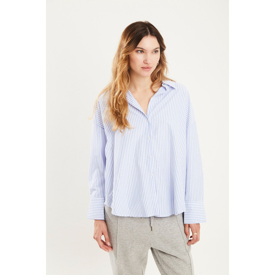 Camisa Oversize Oxford  Puños Anchos Skylight Koxis Mujer