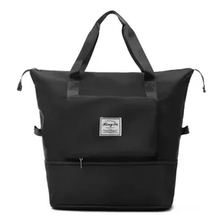 Bolso Viaje Plegable Impermeable Con Enganche Para Valija Color Negro Una Ganga