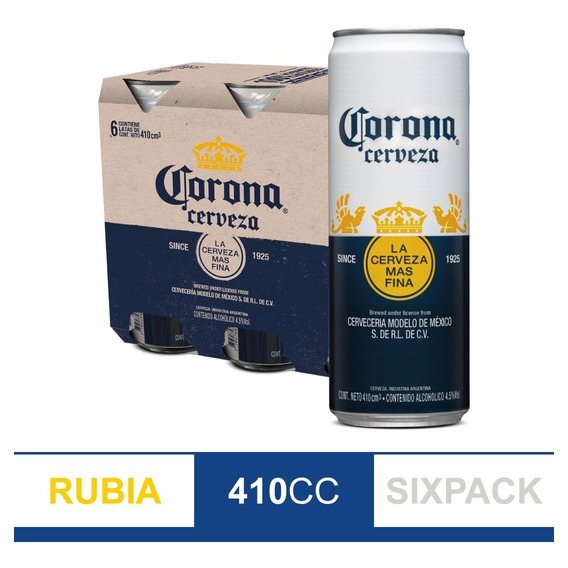 Cerveza Corona 410ml X6