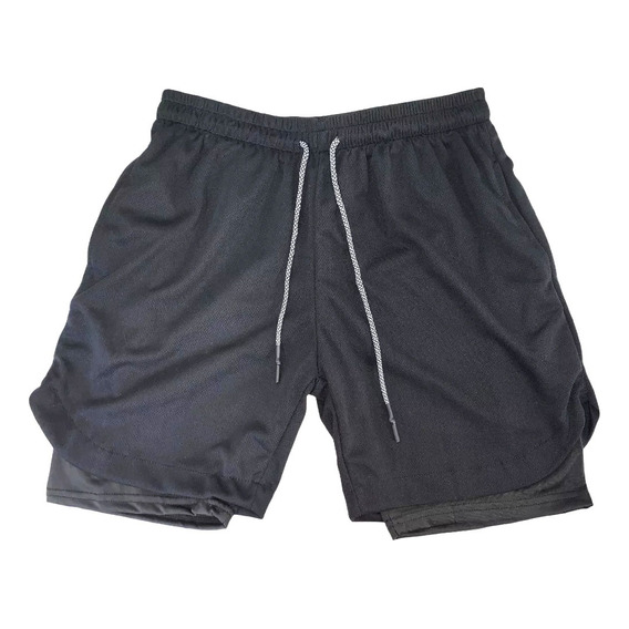 Short Gym Con Licra Deportiva 2 En 1 Bolsa Celular Moda