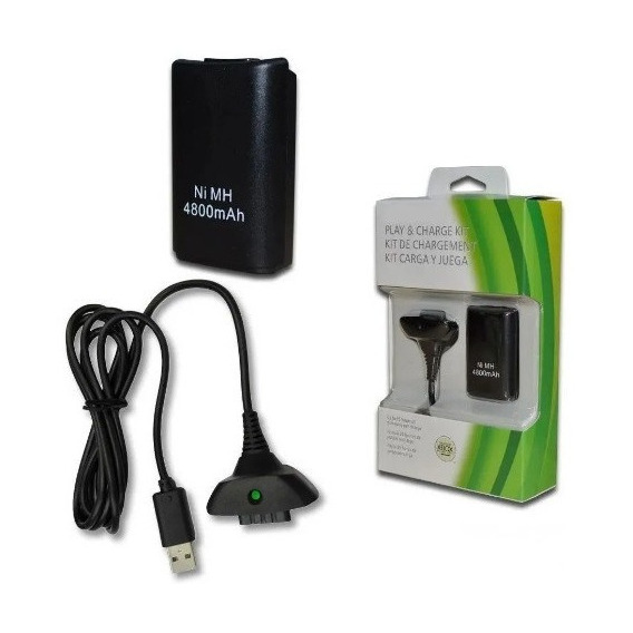 Kit Carga Y Juega Para Control Xbox 360 Pila Bateria Y Cable