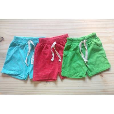 Pack De 3 Shorts De Algodón Para Bebésverde, Celeste,rojo 