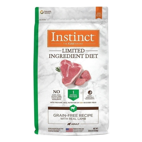 Alimento Instinct Limited Ingredient Diet para perro adulto todos los tamaños sabor cordero en bolsa de 9kg