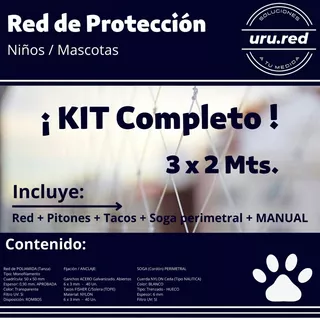 Red De Protección - Kit Completo 3 X 2 Mts - Uru.red