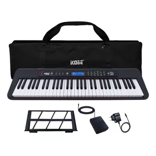 Kit Teclado Musical Kobe Kb-300 Teclas Sensitivas Capa Pedal