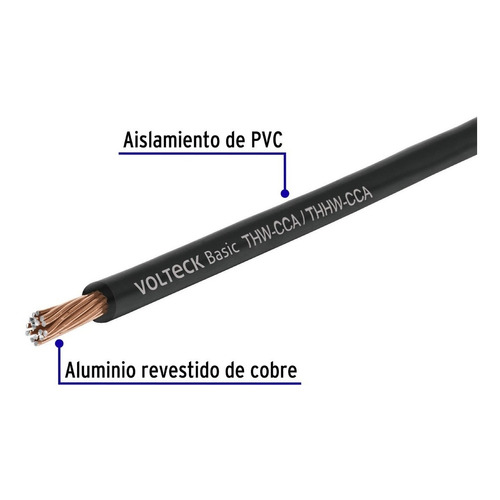 Cable Eléctrico Calibre #8, Aluminio-cobre, Volteck 40205