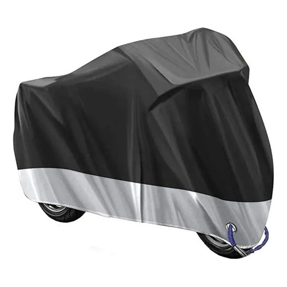 Funda Para Motocicleta Impermeable Xl Protección Uv Lluvia Color Negro Con Plata