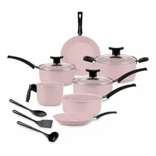 Jogo De Panelas Brinox 10 Peças Ceramic Life Floria Rosa