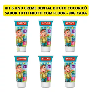 Kit 6 Und Gel Dental Bitufo Cocoricó Tutti-frutti Com Fluor