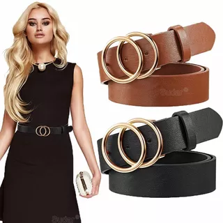 Cinturón Elegante Para Mujer, Dos Círculos,moda Joven