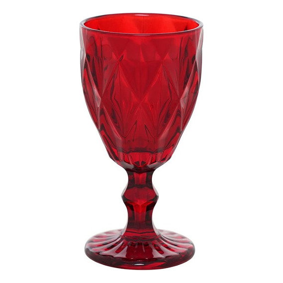 Juego 6 Copas Para Vino De Vidrio Cristal De Color 340ml Color Rojo