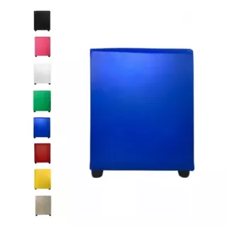 Puff Quadrado Banqueta Cubo Decorativo Organizador Courino Cor Azul