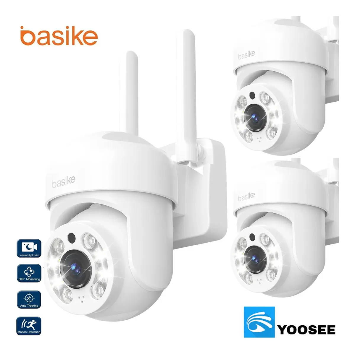Kit 3 Câmera De Segurança Ip Sem Fio Wifi Yoosee/ICSEE Externa Full Hd Com Alarme Sensor De Movimento Ptz