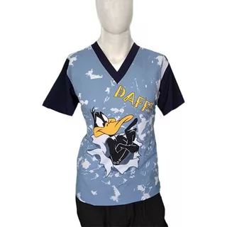 Conjunto Medico Estampado Hombre Looney Tunes Pato Lucas An