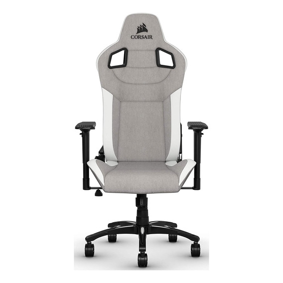 Silla de escritorio Corsair T3 Rush gamer ergonómica  gris y blanca con tapizado de tela