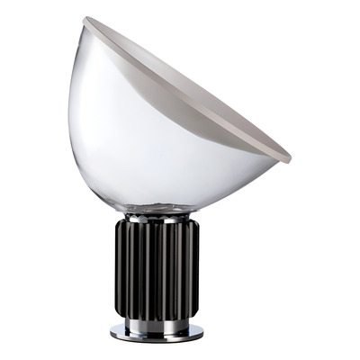 Velador De Mesa Tacc Aluminio Negro Y Vidrio Led Gmg  Transparente