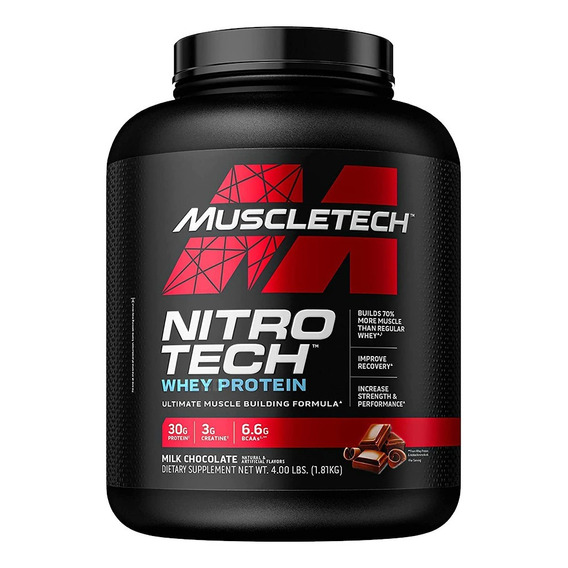 Suplemento en polvo MuscleTech  Nitro Tech Whey Protein proteína sabor milk chocolate en frasco de 1.81kg