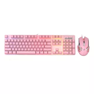 Combo Teclado Mecánico + Mouse - Ajazz Watcher Ii Pro Sakura Color Del Teclado Rosa Idioma Inglés Us