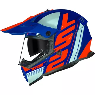 Capacete Ls2 Mx436 Pioneer Trophy Azul Laranja Óculos Solar