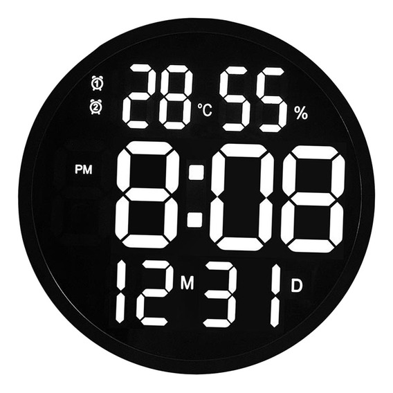 ' Reloj De Pared Digital Relojes Eléctricos Redondos Negro