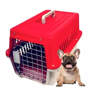 Caja Transportador Perro Canil Jaula Roro Transporte Mascota Gato Rojo 