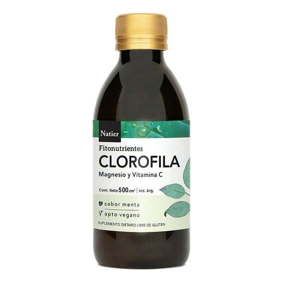 Clorofila Bebible Magnesio Vit C 500cc Sabor Menta Natier