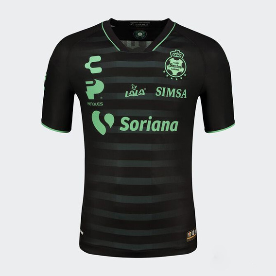 Jersey Charly Club Santos Negra Con Verde Manga Corta Unisex